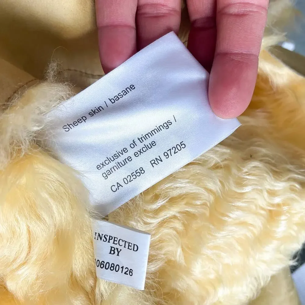 New Label SheepSkin Cream Yellow Leather Button Up shearling Jacket